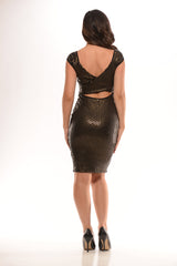 Bronze Sequin X Back Dress