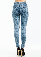 High Waist Knee Distressed - Dark Blue