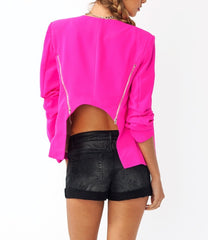 Hot Pink Zipper Back Blazer  (Available in red in scroll down menu)