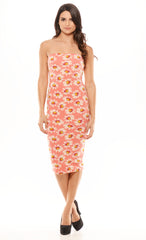Tube Daisy Print Dress - Pink