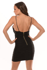 Black Spaghetti Strap Bandage Dress