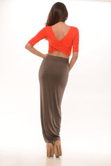 Cross Back Crop Top - Red