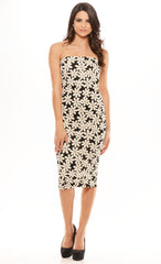 Tube Floral Print Dress - Black