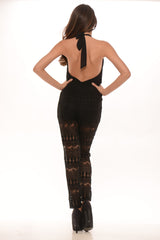 Lace Halter Jumpsuit - Black