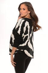 Black & White Oversize Swirl Sweater