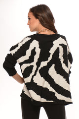 Black & White Oversize Swirl Sweater