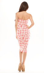 Tube Floral Print Dress - Pink