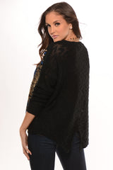 Black Foil Print Sweater