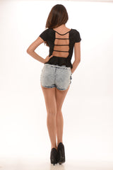 Ladder Back Peplum- Black