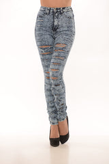 High Waisted Distressed - Blue