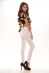 Flowy Floral V Cut- Black
