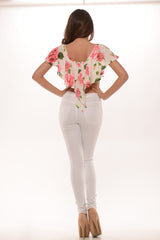 Flowy Floral V Cut- Ivory