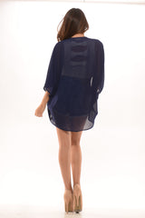 Poncho Cardigan- Navy