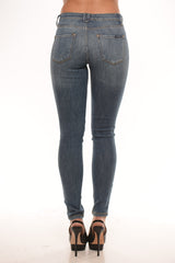 Mid Rise Skinny Stone Wash Jeans - Light