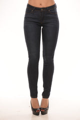 Mid Rise Skinny Stone Wash Jeans - Dark
