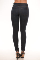Mid Rise Skinny Stone Wash Jeans - Dark