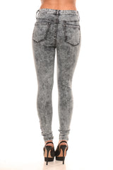 Low Rise Black Acid Wash Distressed Skinnies