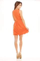 Detail Fit & Flare Dress - Orange