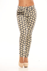 Daisy Print Pants - Black