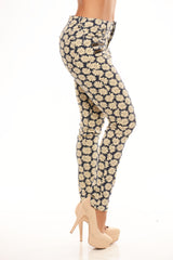 Daisy Print Pants - Black