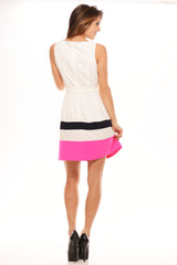 Sail Away Dress - Ivory  W/Pink & Navy