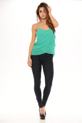 Diagonal Tiered Camisole - Jade
