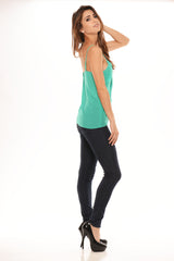 Diagonal Tiered Camisole - Jade