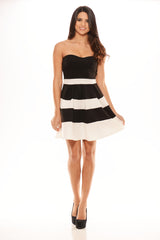 Sweet Pea Tube Flare Dress - Black & White