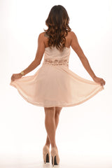 Lace Button Halter Dress Cream