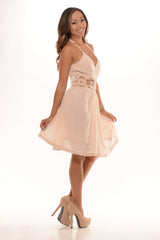 Lace Button Halter Dress Cream
