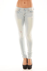 Ultra Low Rise Distressed Skinnies - Light Wash