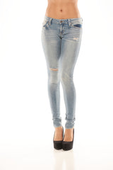 Ultra Low Rise Destroyed Skinnies - Medium Wash