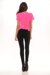 Sleeveless Chiffon Necklace Top - Hot Pink