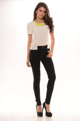 Sleeveless Chiffon Necklace Top - White