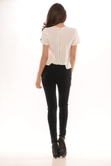 Sleeveless Chiffon Necklace Top - White