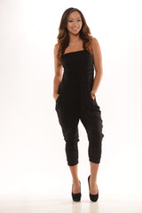 Tube Rouched Jumpsuit - Black