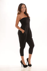 Tube Rouched Jumpsuit - Black