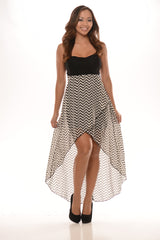Zig Zag High Low Dress - Black & White (Also available in Coral/Black)