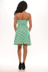 Daisy Print Tube Fit Flared Dress - Mint