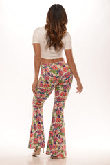 Fun Floral Flare Pants - Pink/Purple