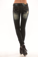 Dark Wash Destroyed Skinny Jeans - Dark Wash