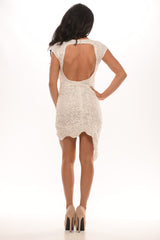 Lace Unbalanced Dress - Ivory