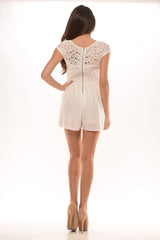 Lace Sweet Heart Playsuite - Ivory