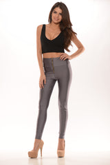 Grey Nylon High Waist Leggings