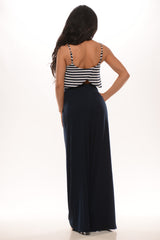 Striped Top Layer Jumpsuit - Midnight Navy