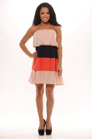 Napoleon Color Block Dress - Blush