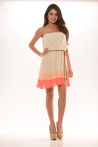 Tropical Vacation Dress - Ivory/Coral