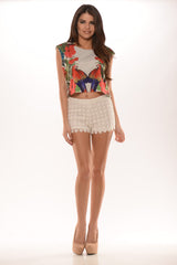 Parrot Printed Crop Top