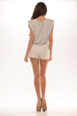 Flower Lace Shorts - White
