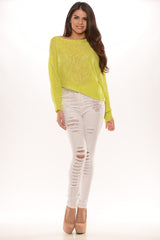 Slant-Style Sweater - Neon Yellow
